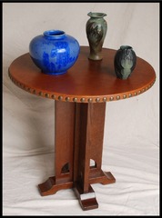 Limbert's Secessionist cut-out table with tacked leather top accurate replica
